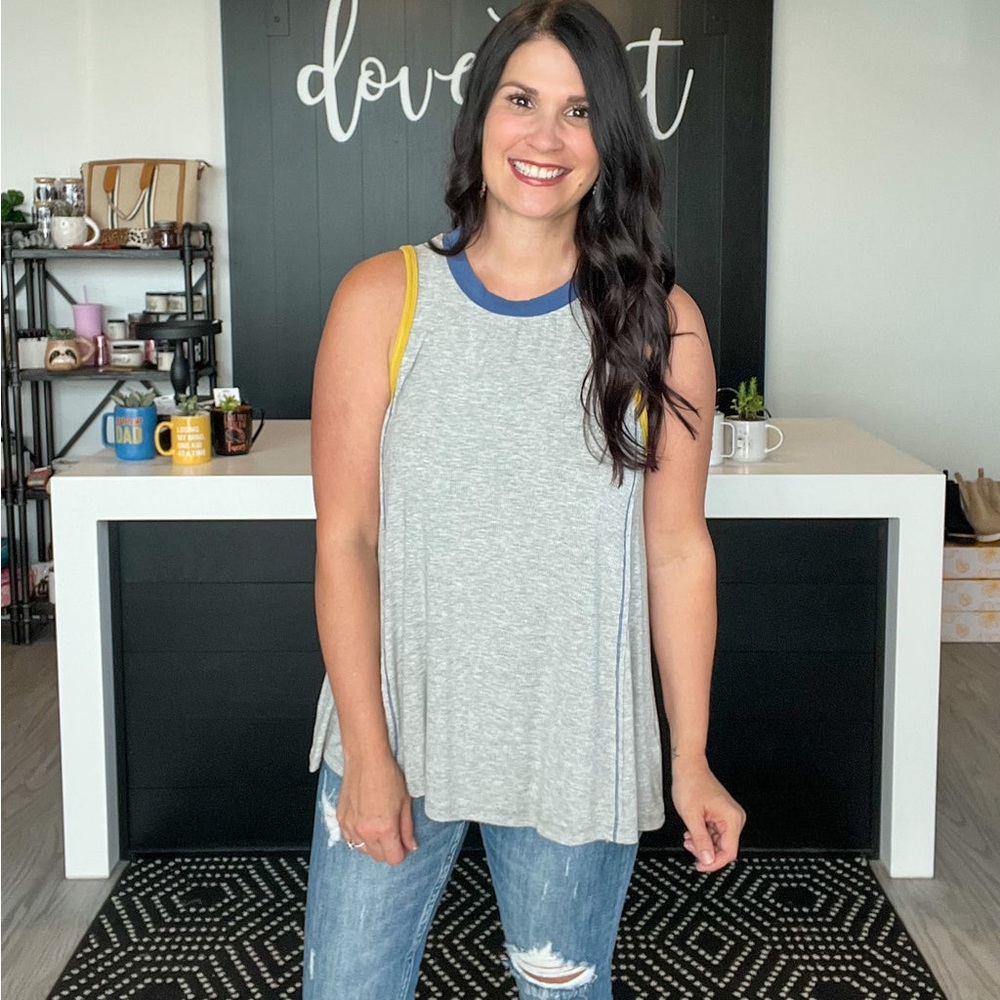 Hem & Thread Block Color Mock Neck Swing Tank - image 2